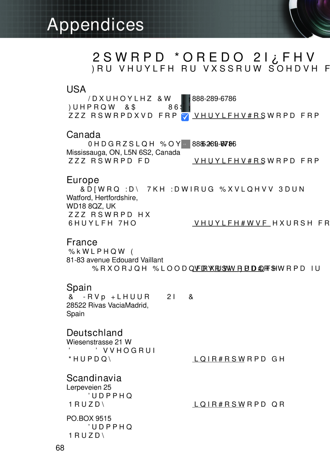 Optoma Technology TW695UT3D manual Optoma Global Offices, Usa 