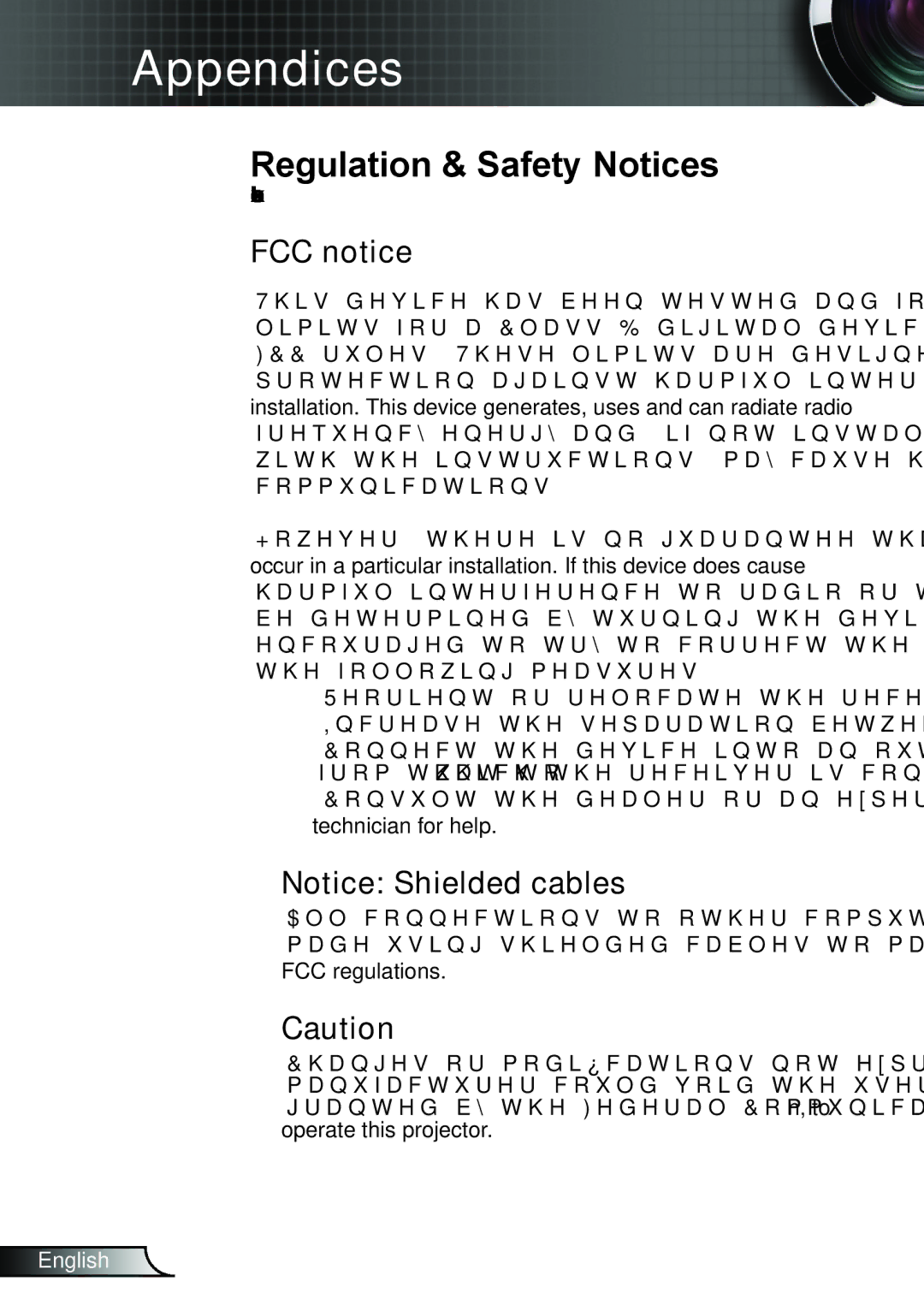 Optoma Technology TW695UT3D manual Regulation & Safety Notices, FCC notice 