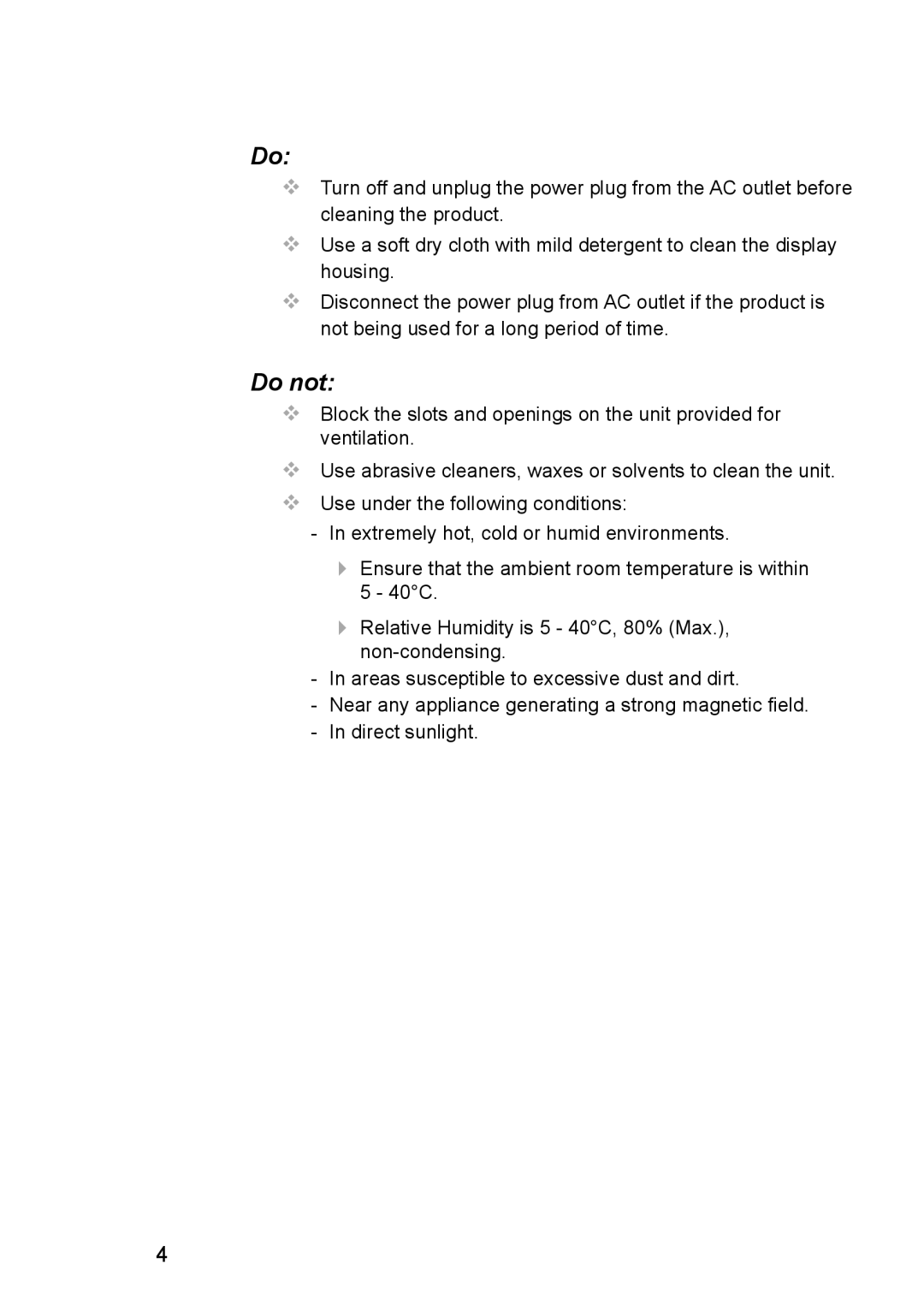 Optoma Technology TW762GOV manual Do not 