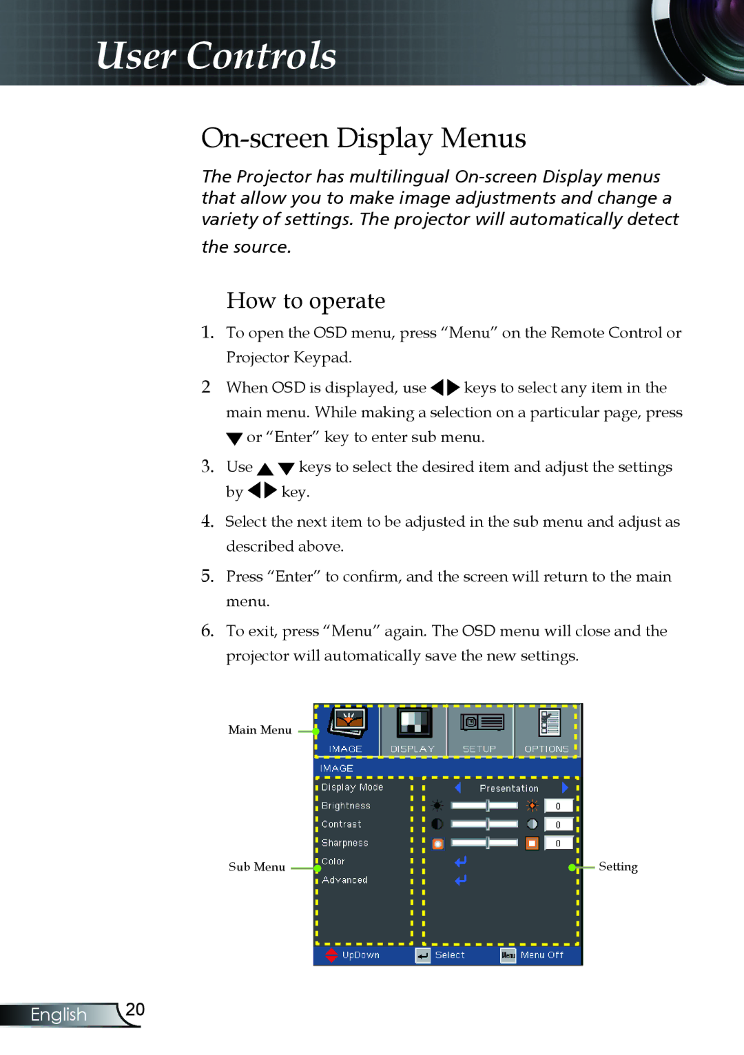 Optoma Technology TX330 manual On-screen Display Menus, How to operate 