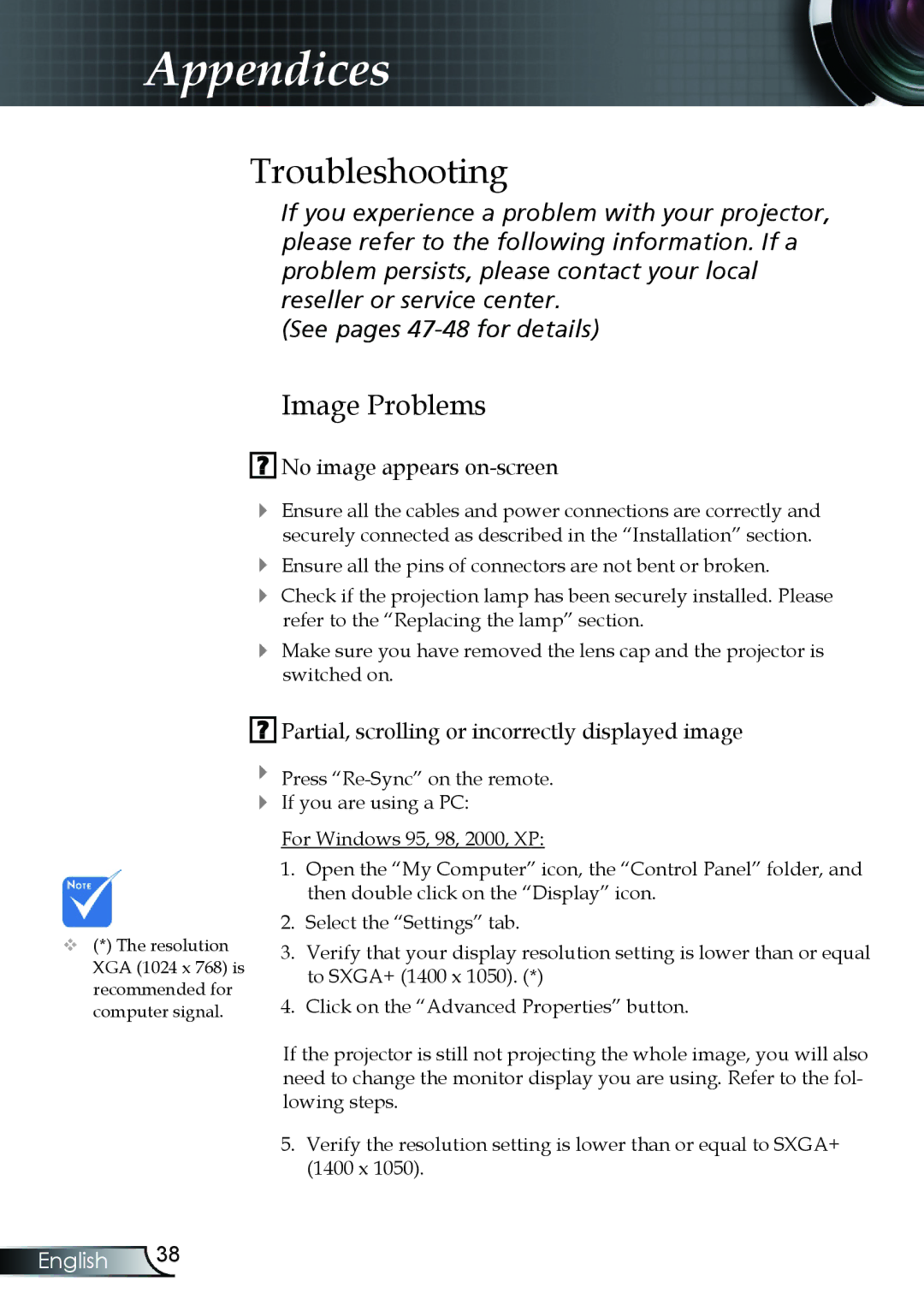 Optoma Technology TX330 manual Troubleshooting, Image Problems, No image appears on-screen 