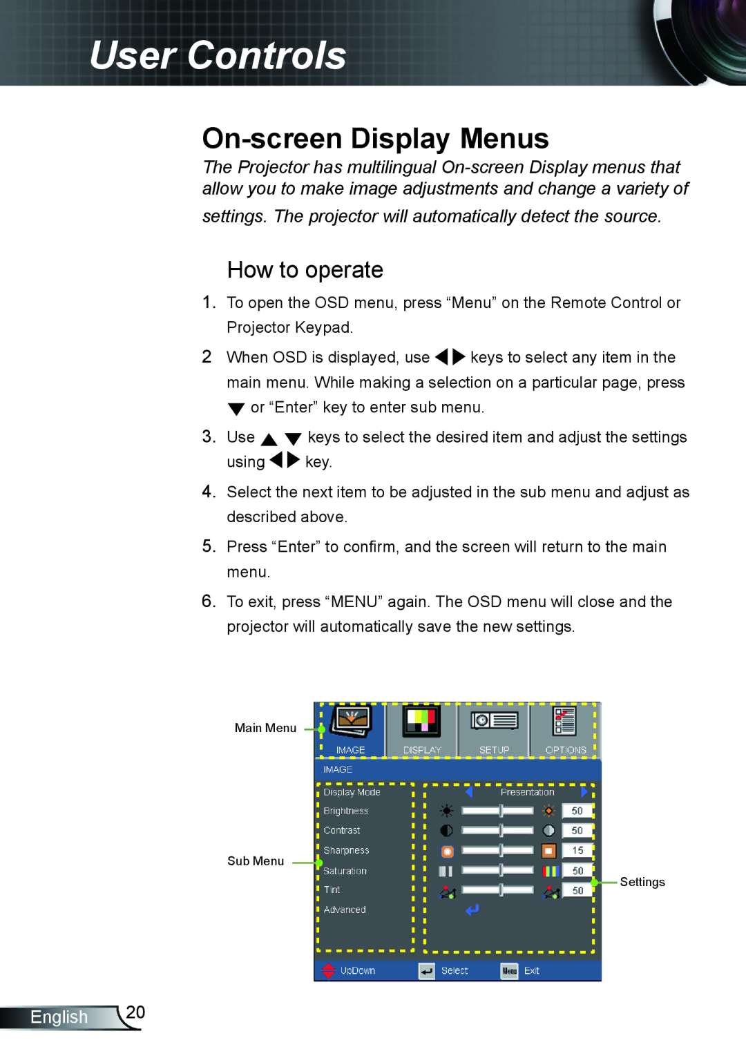 Optoma Technology TX612 manual On-screen Display Menus, How to operate 