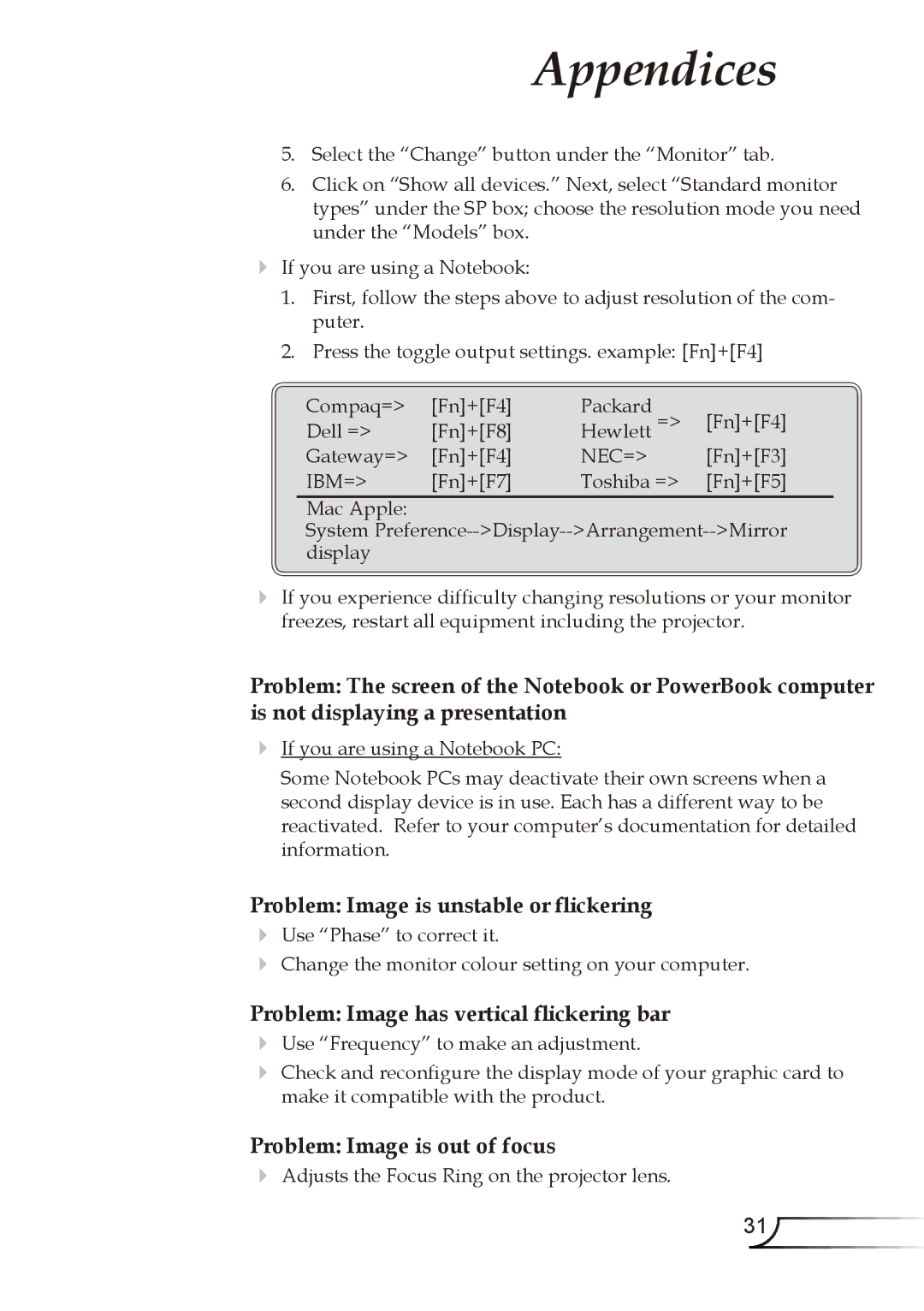 Optoma Technology TX773 manual Problem Image is unstable or flickering 