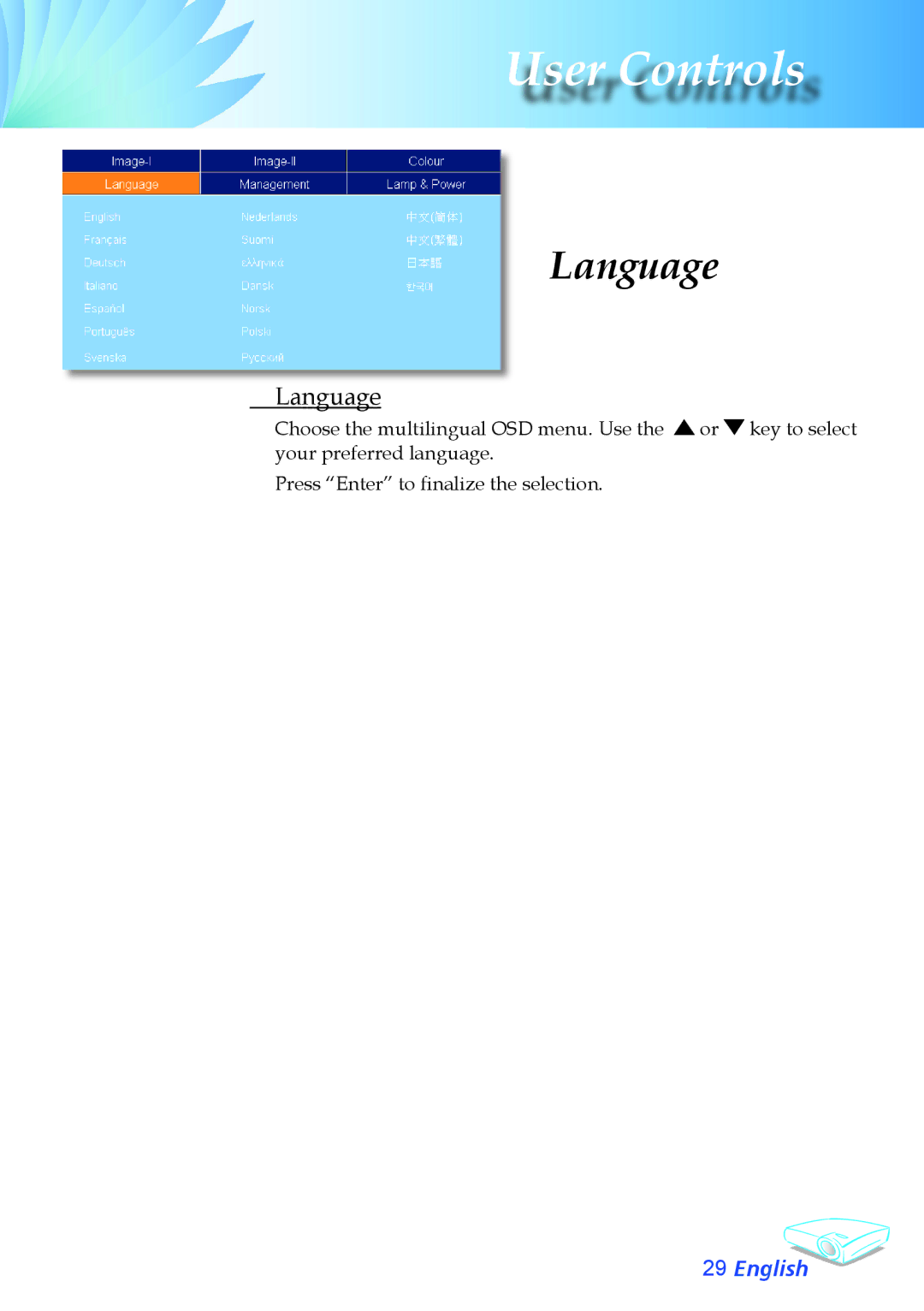 Optoma Technology TX780 appendix Language 