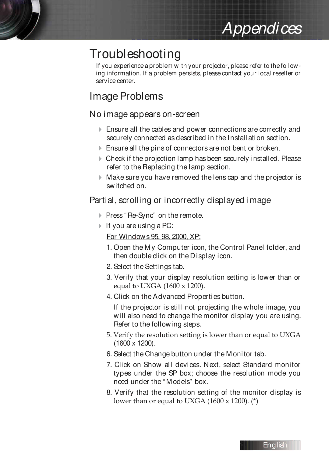 Optoma Technology TXR774 manual Troubleshooting, Image Problems 