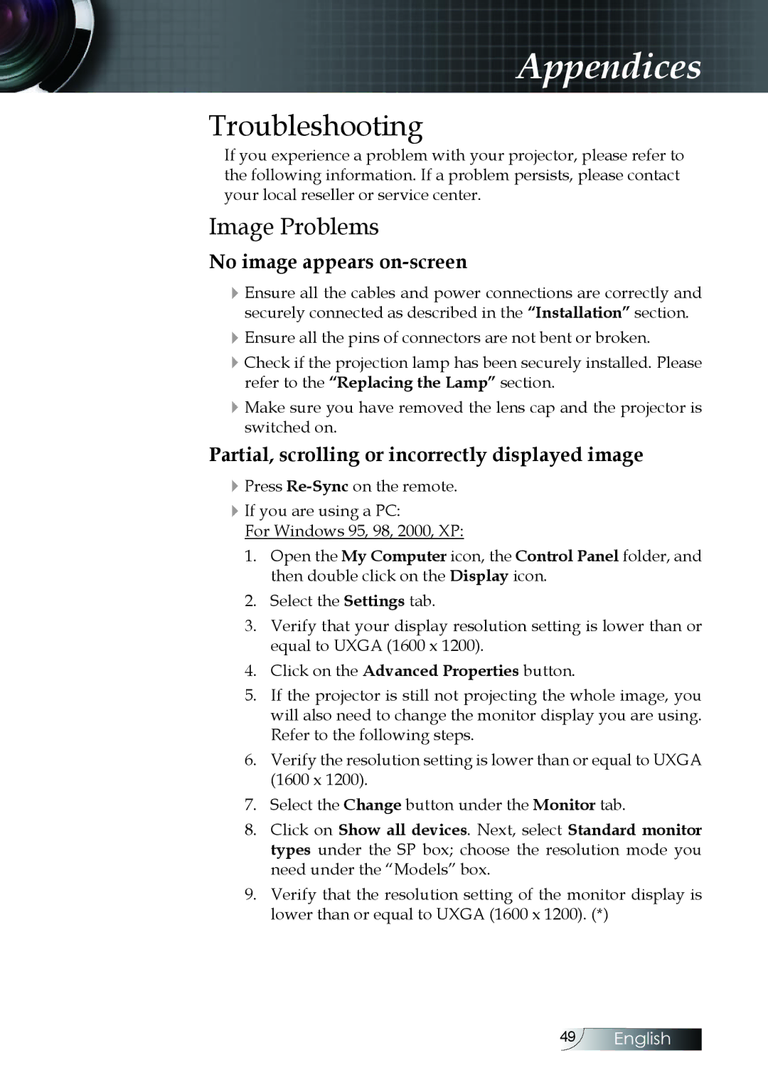 Optoma Technology W304M manual Troubleshooting, Image Problems 