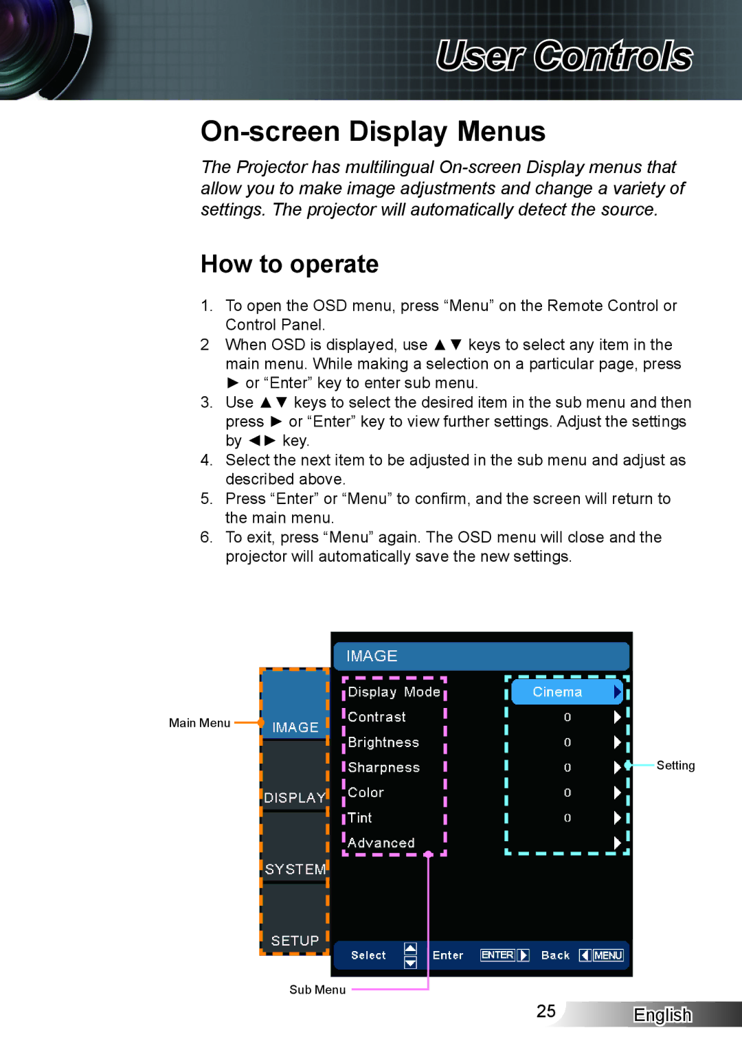 Optoma Technology XX152 N manual On-screen Display Menus, How to operate 