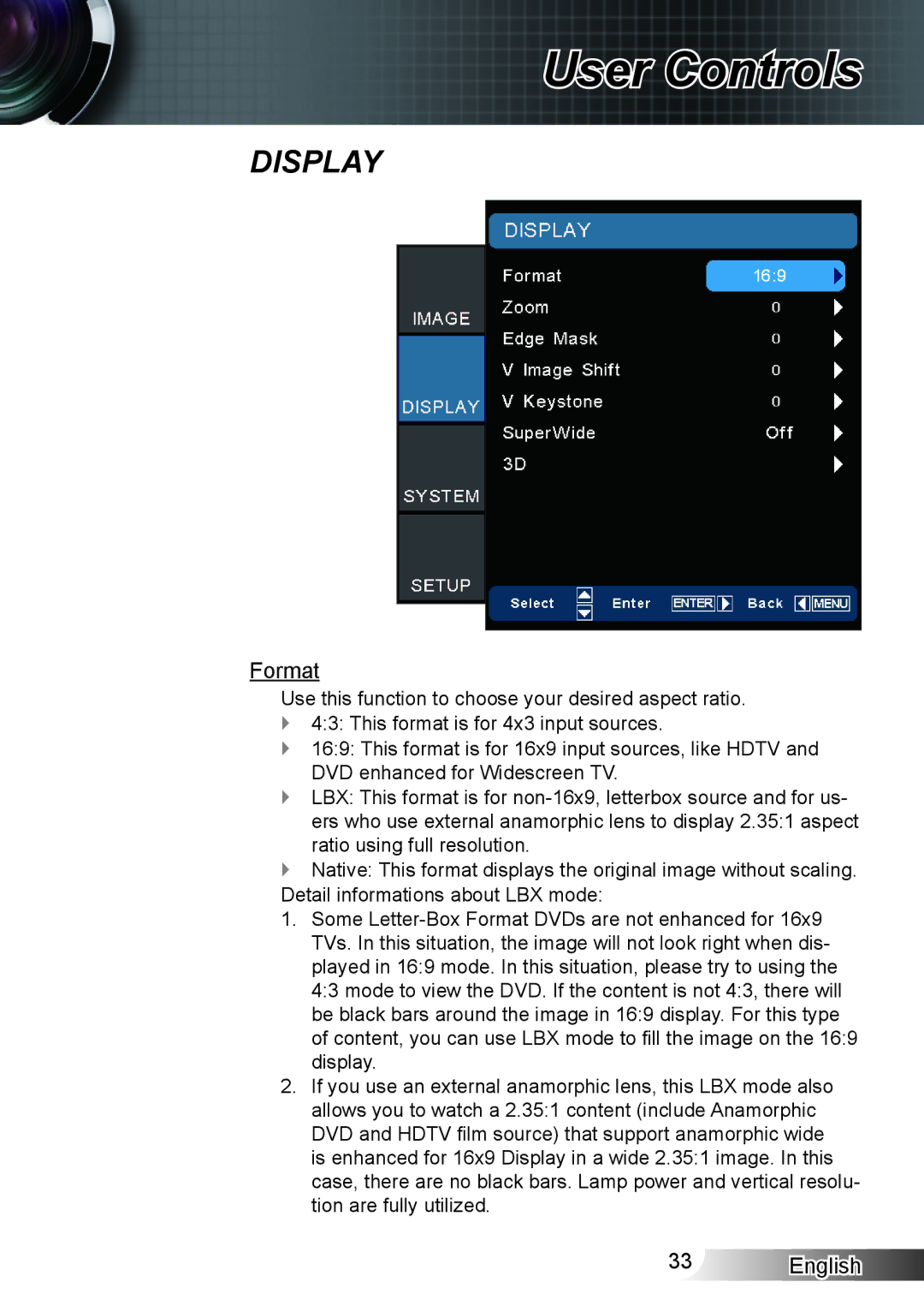 Optoma Technology XX152 N manual Display, Format 