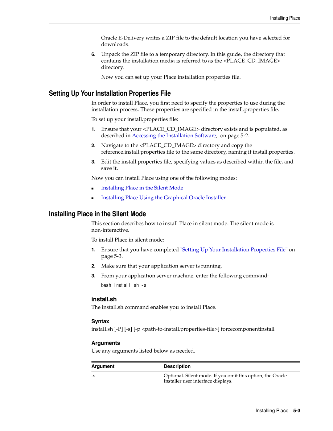 Oracle Audio Technologies 12.2 manual Setting Up Your Installation Properties File, Installing Place in the Silent Mode 