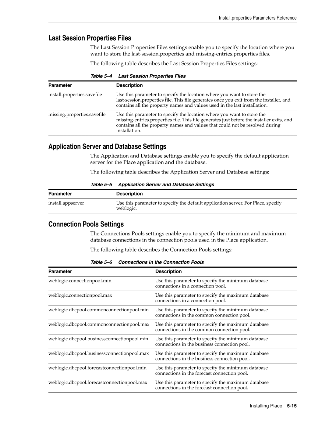 Oracle Audio Technologies 12.2 manual Last Session Properties Files, Application Server and Database Settings 