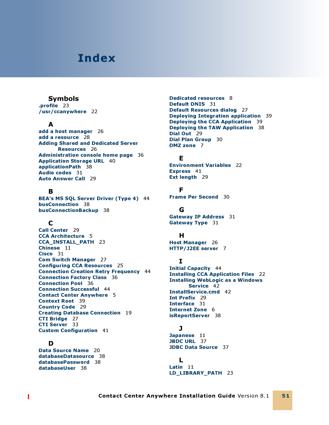 Oracle Audio Technologies 8.1 manual Index, Symbols 