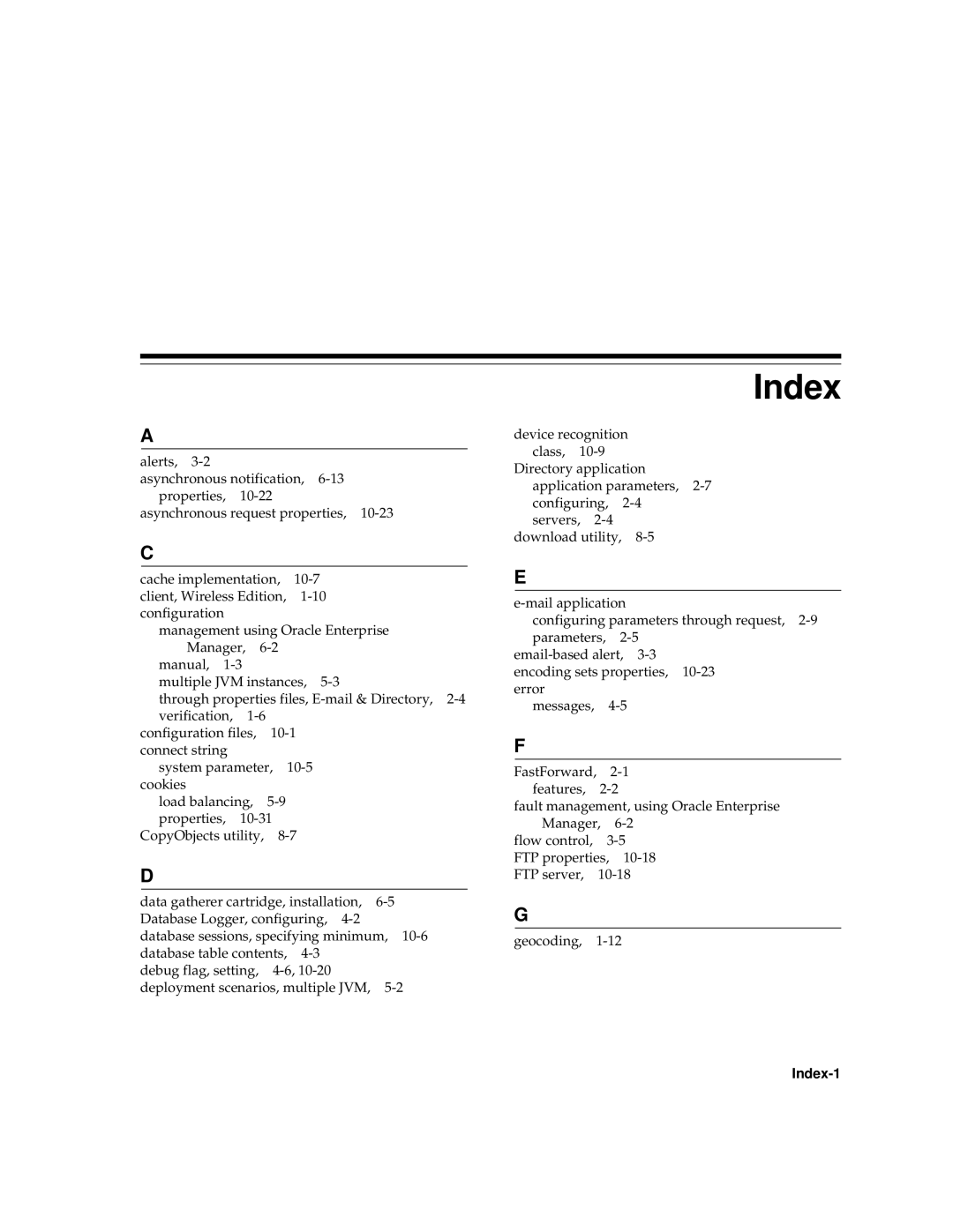 Oracle Audio Technologies 9i manual Index-1 