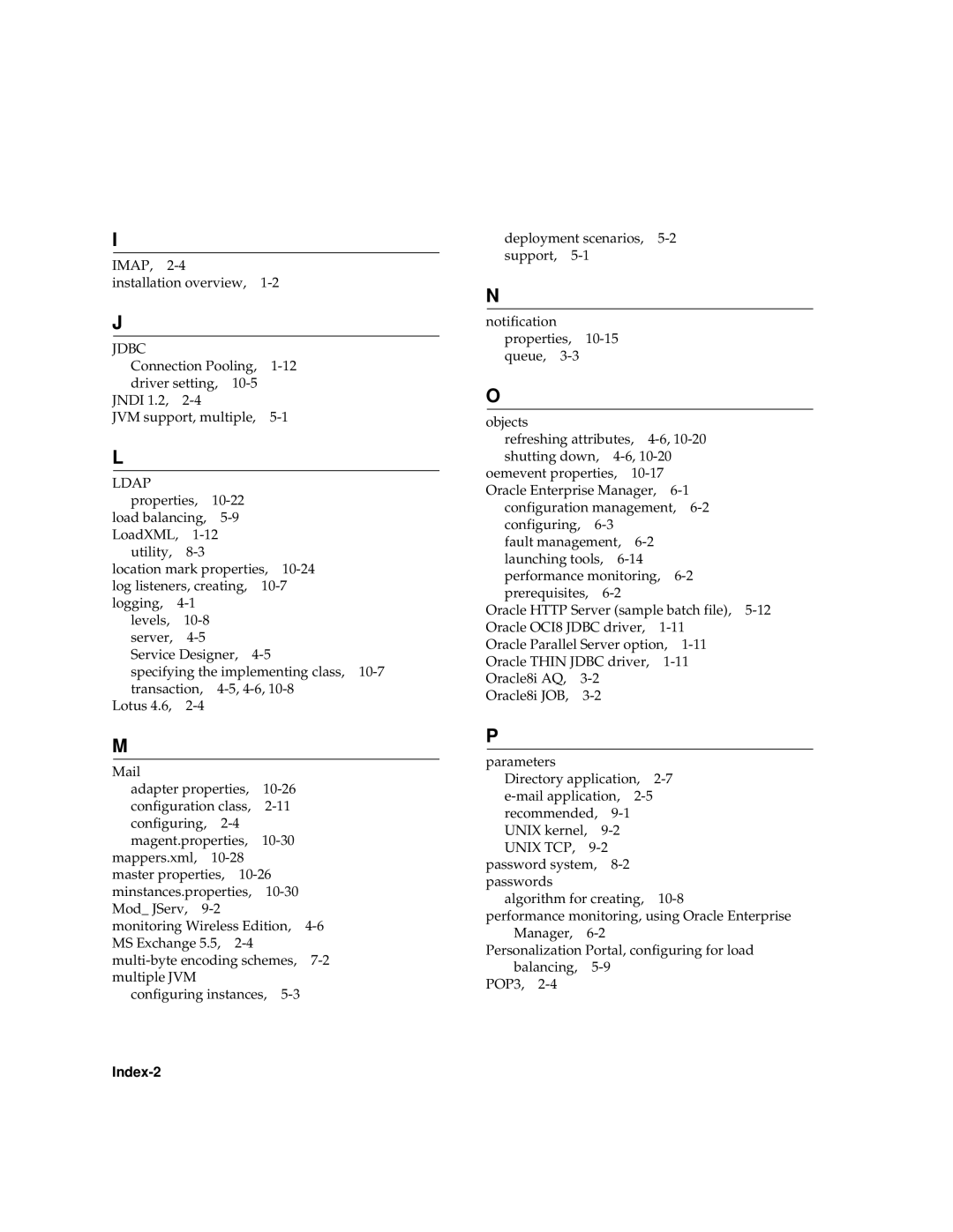 Oracle Audio Technologies 9i manual Ldap, Index-2 