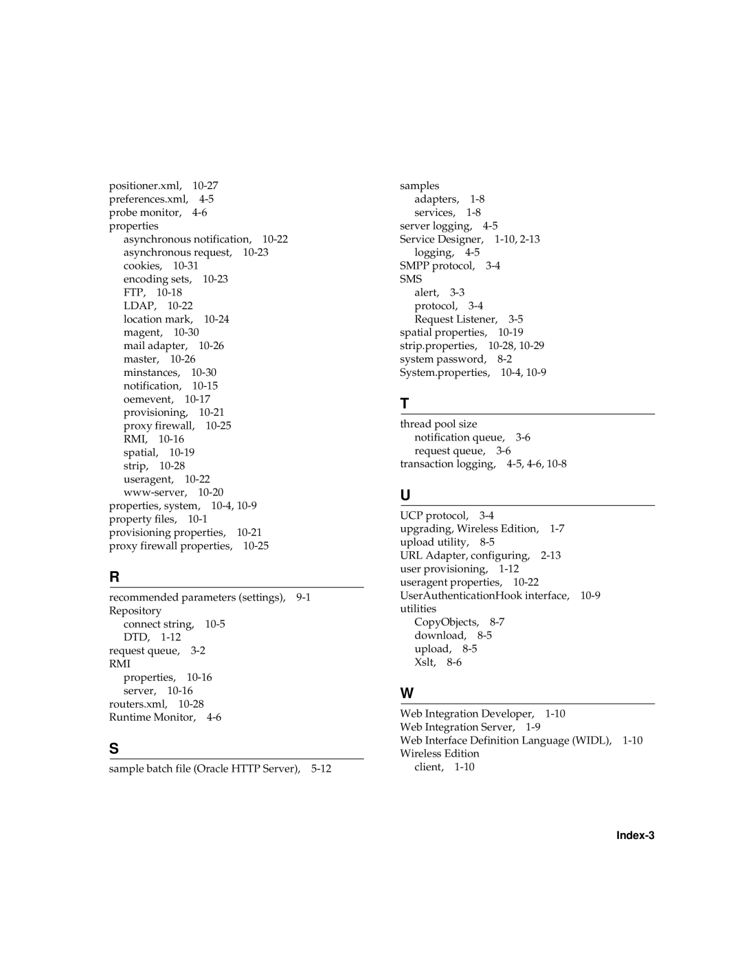 Oracle Audio Technologies 9i manual Rmi, Index-3 