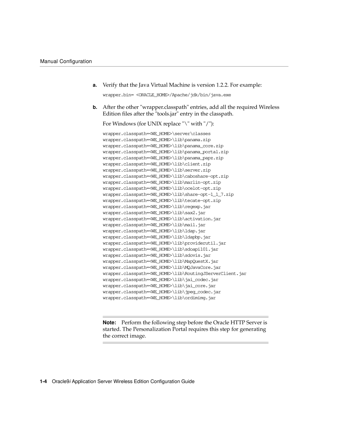 Oracle Audio Technologies 9i manual Manual Configuration 