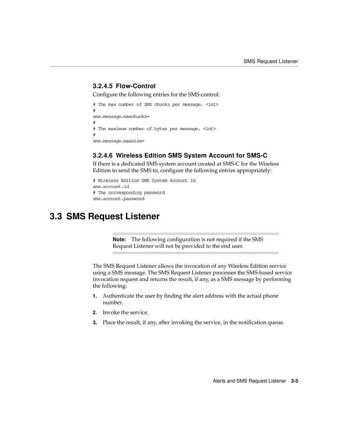 Oracle Audio Technologies 9i manual SMS Request Listener 