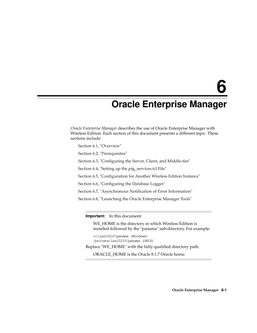 Oracle Audio Technologies 9i manual Oracle Enterprise Manager 