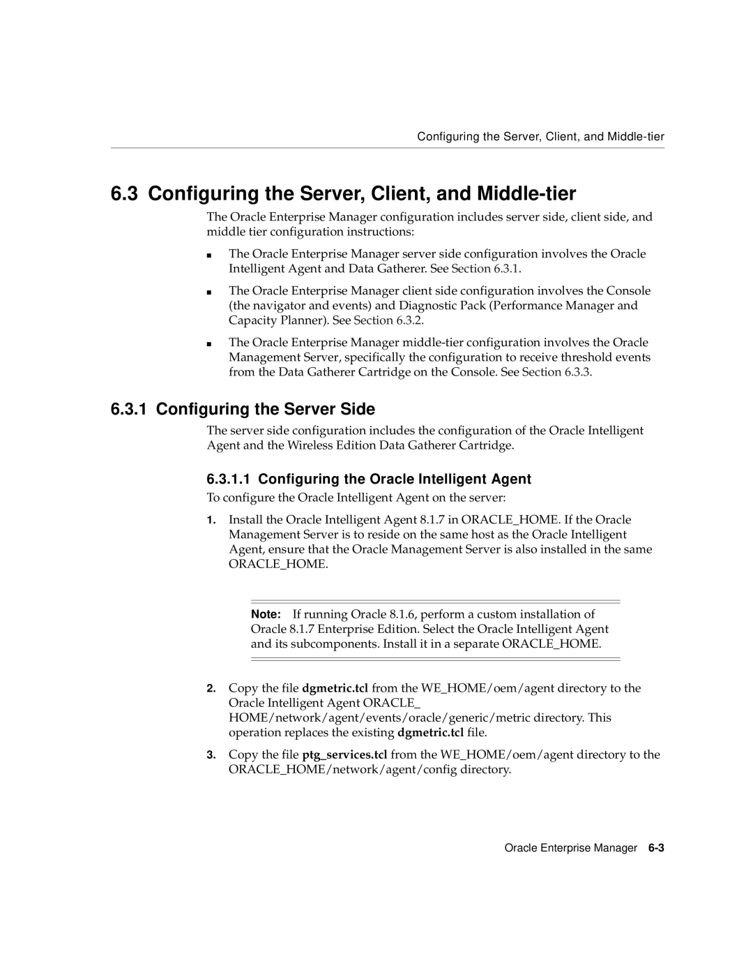 Oracle Audio Technologies 9i manual Configuring the Server, Client, and Middle-tier, Configuring the Server Side 