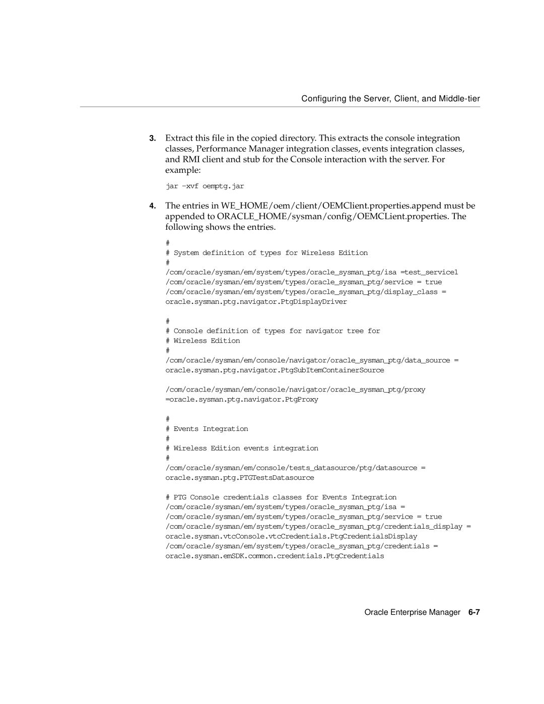 Oracle Audio Technologies 9i manual Jar -xvf oemptg.jar 