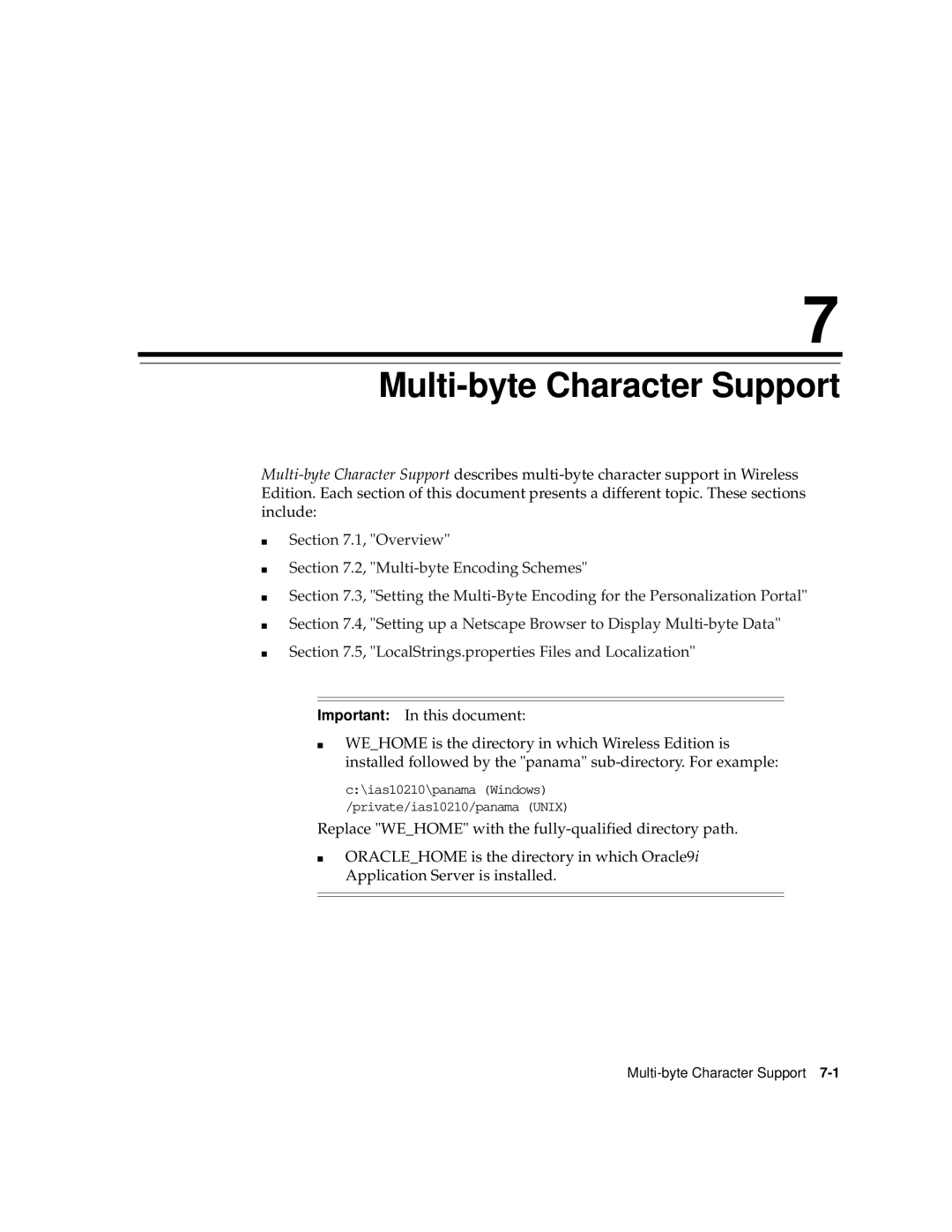 Oracle Audio Technologies 9i manual Multi-byte Character Support 