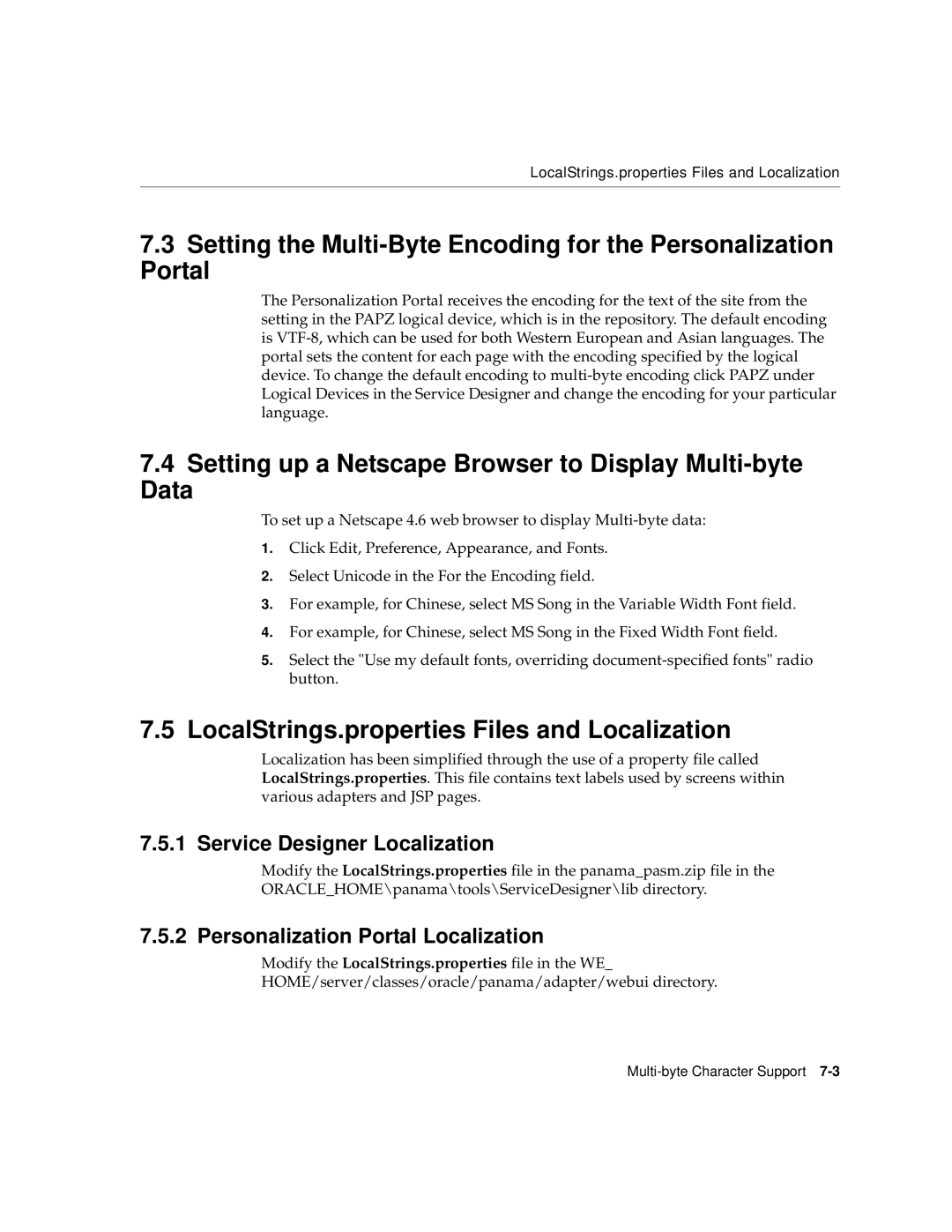 Oracle Audio Technologies 9i manual Setting up a Netscape Browser to Display Multi-byte Data, Service Designer Localization 