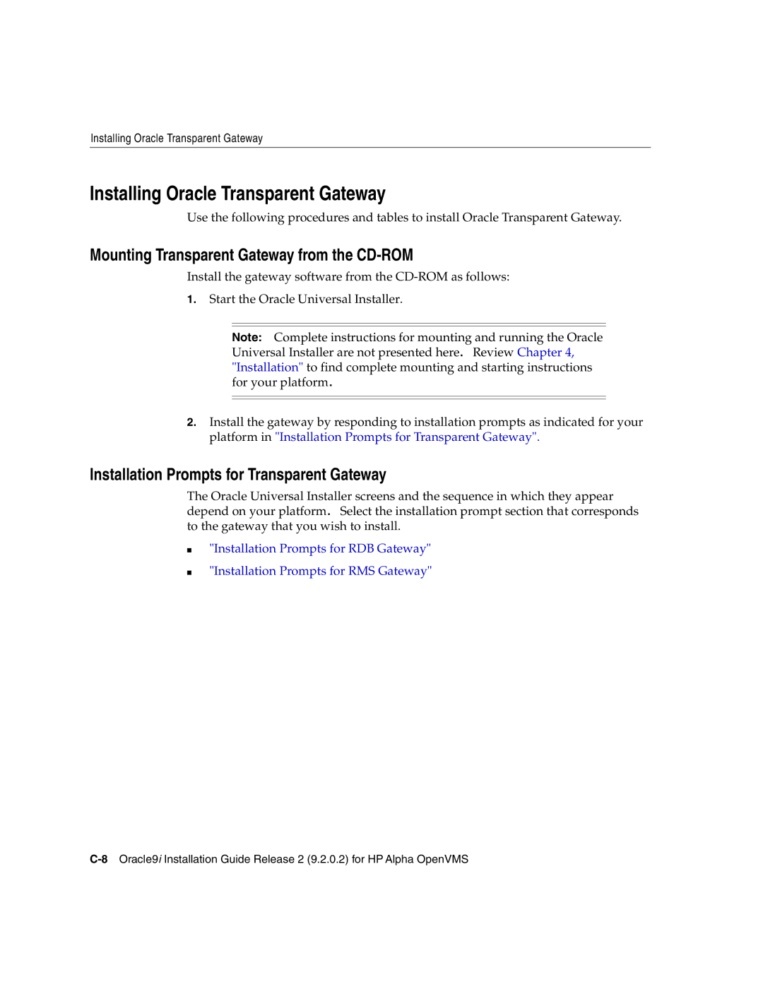 Oracle Audio Technologies B10508-01 Installing Oracle Transparent Gateway, Mounting Transparent Gateway from the CD-ROM 