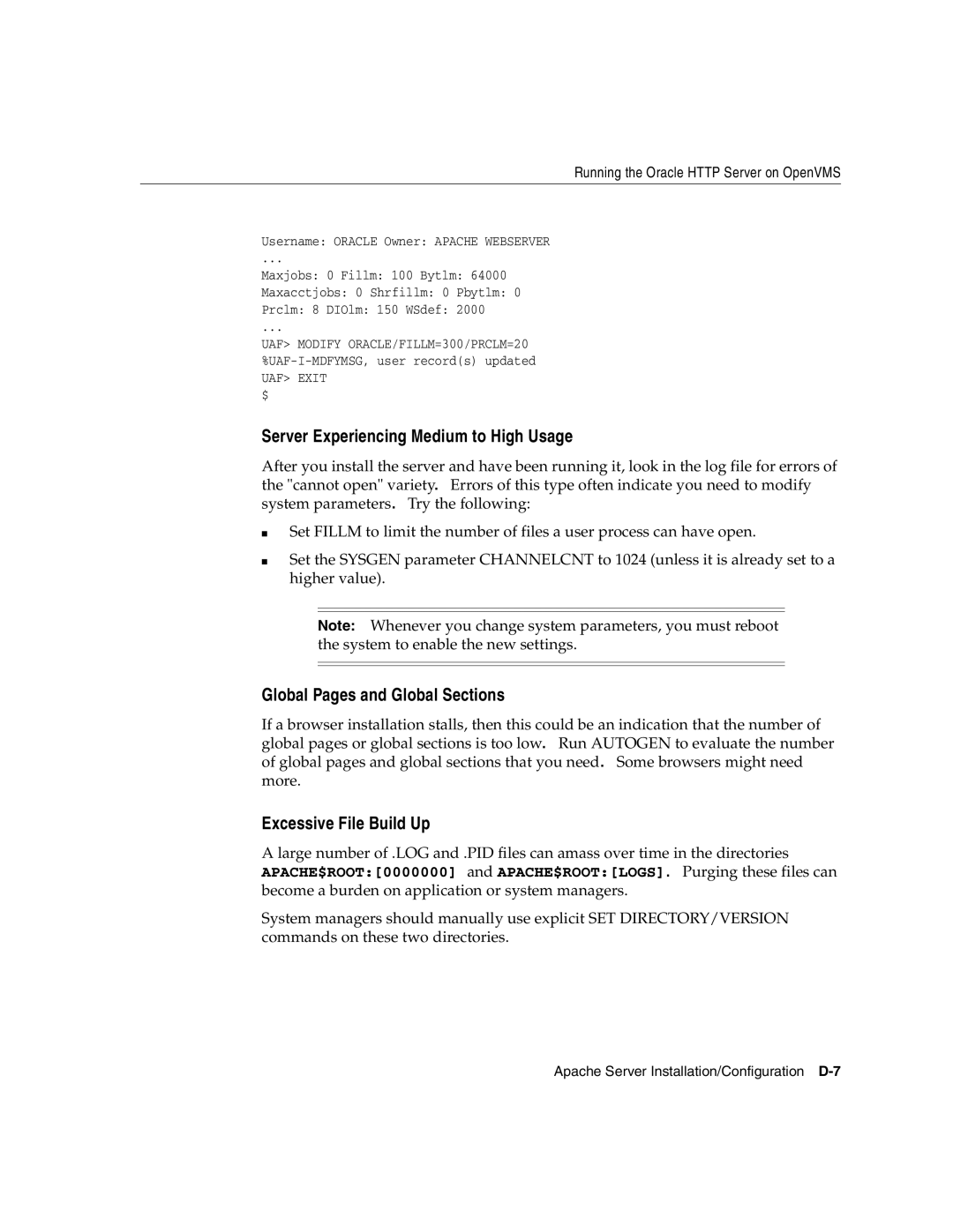 Oracle Audio Technologies B10508-01 manual Server Experiencing Medium to High Usage, Global Pages and Global Sections 