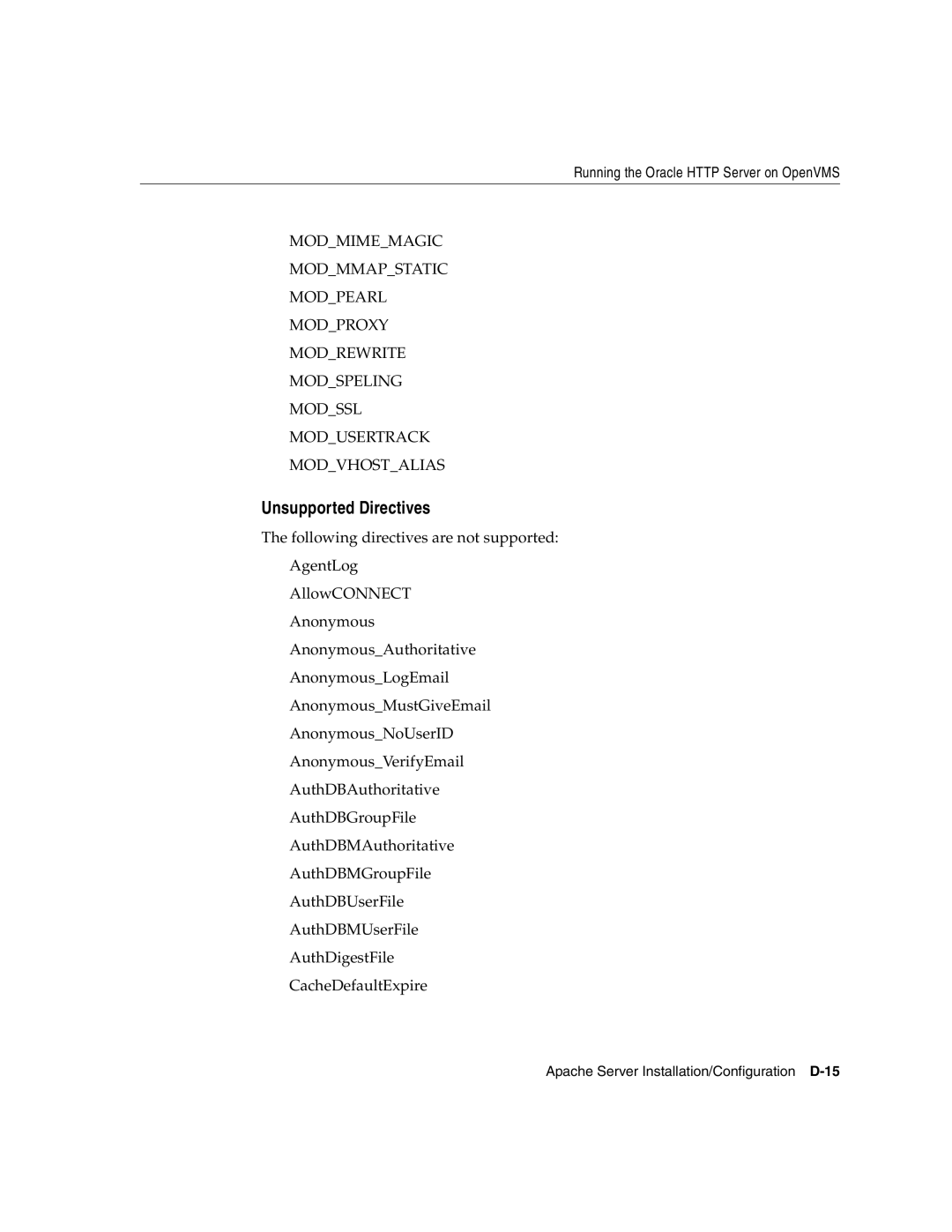 Oracle Audio Technologies B10508-01 manual Unsupported Directives 