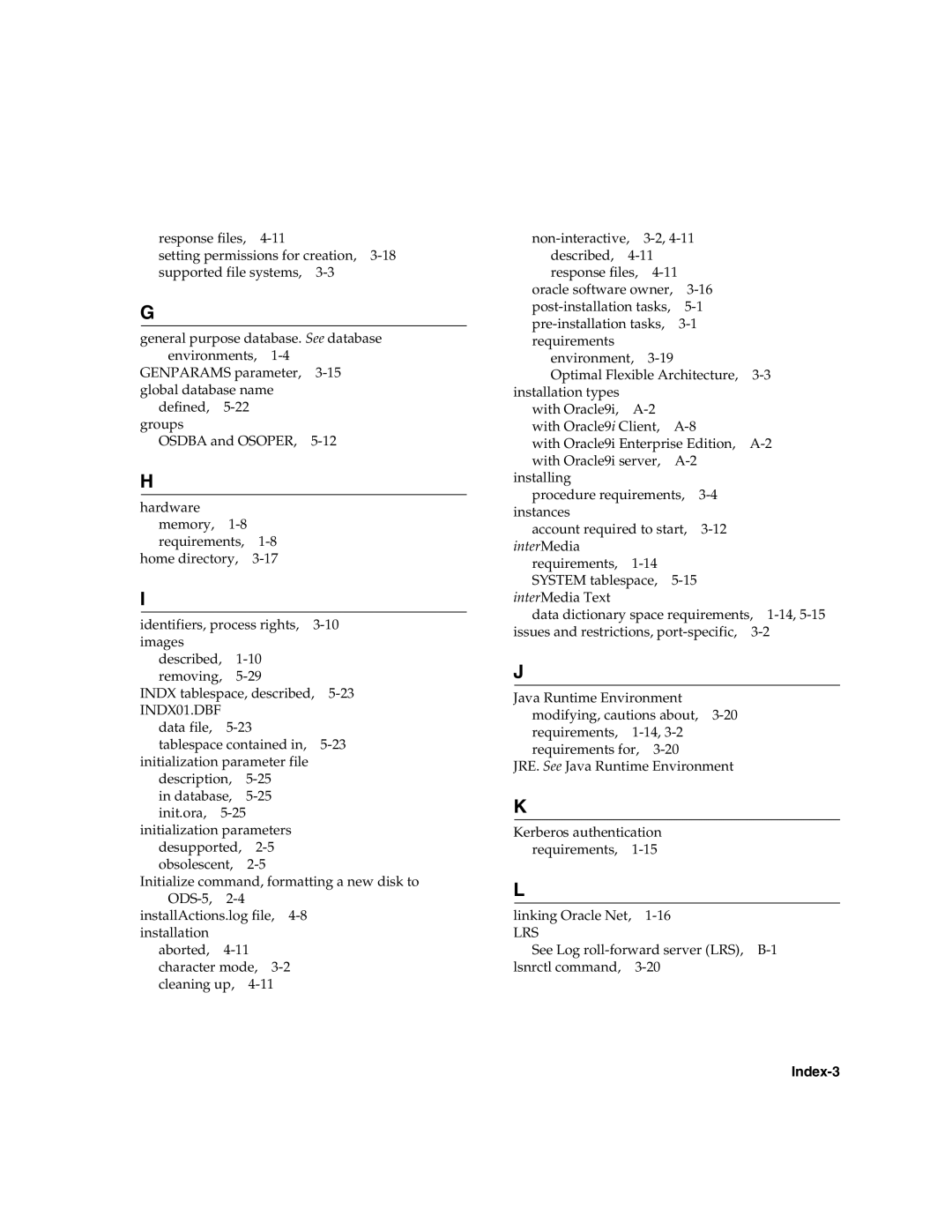 Oracle Audio Technologies B10508-01 manual Lrs, Index-3 