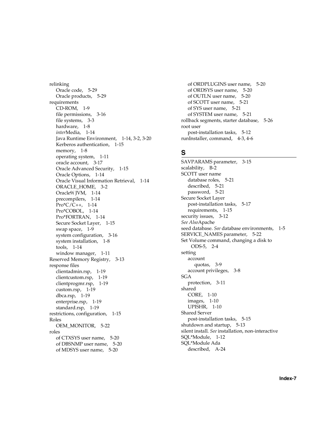 Oracle Audio Technologies B10508-01 manual Oraclehome, Sga, Core, Upishr, Index-7 