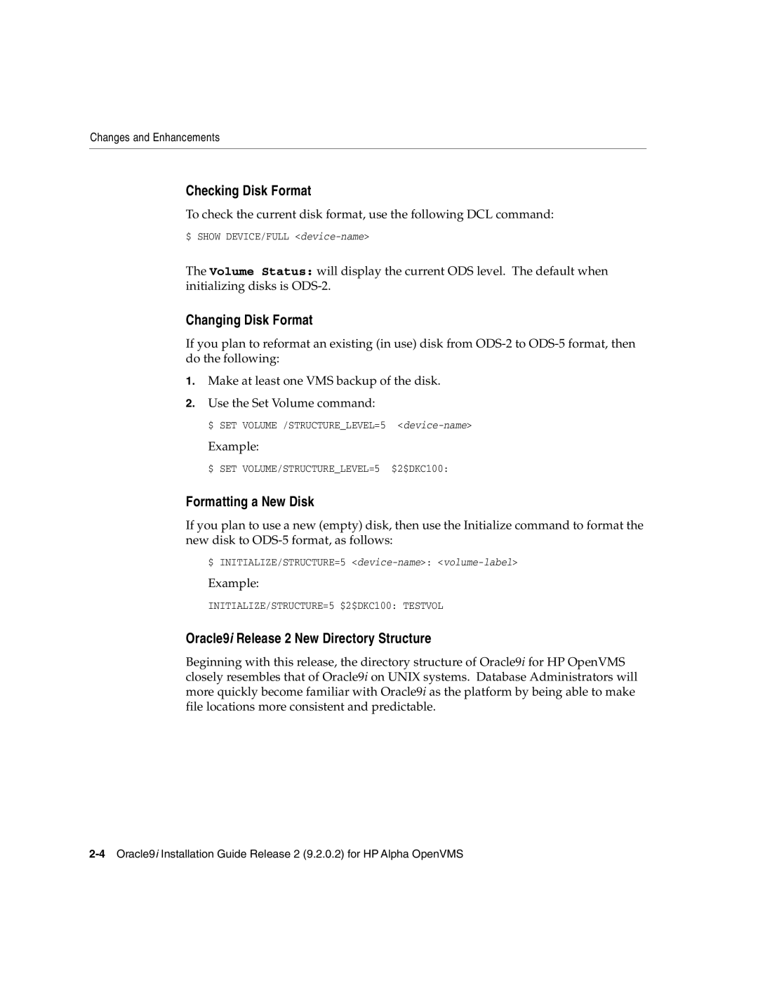 Oracle Audio Technologies B10508-01 manual Checking Disk Format, Changing Disk Format, Formatting a New Disk 