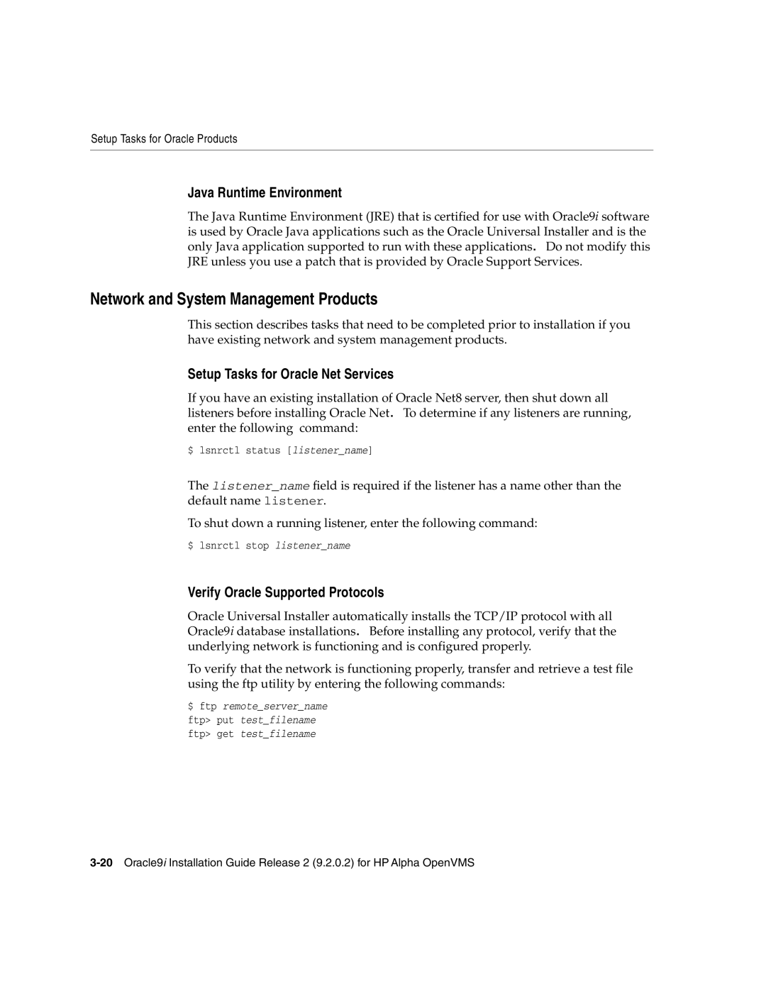 Oracle Audio Technologies B10508-01 manual Network and System Management Products, Java Runtime Environment 