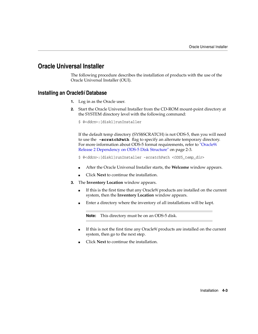 Oracle Audio Technologies B10508-01 manual Oracle Universal Installer, Installing an Oracle9i Database 