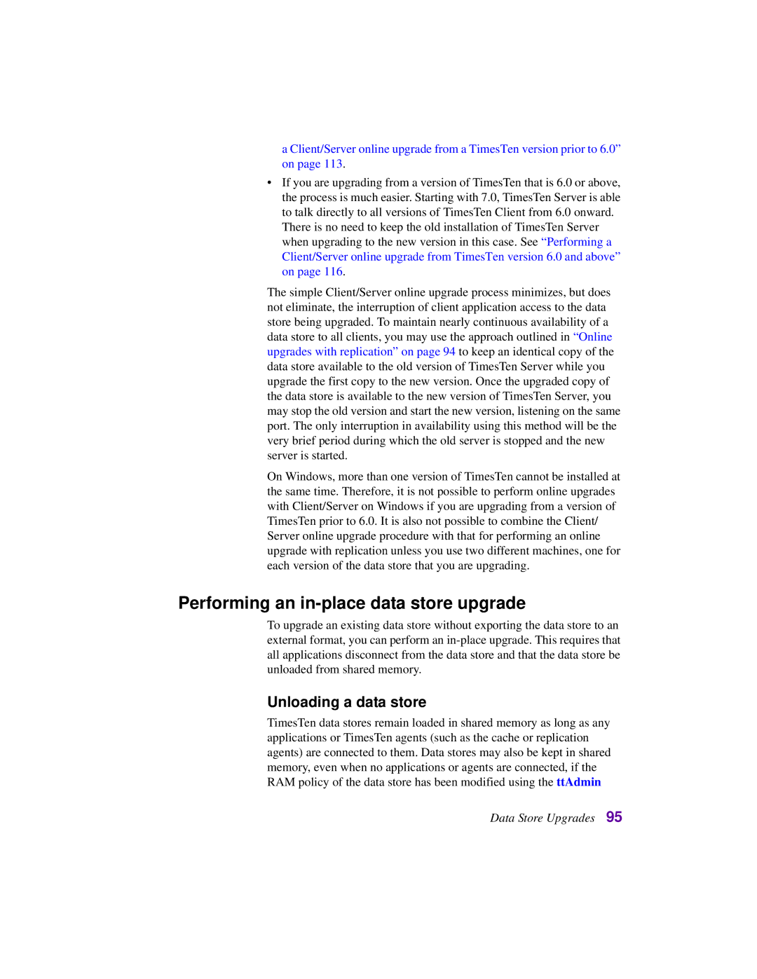 Oracle Audio Technologies B31679-01 manual Performing an in-place data store upgrade, Unloading a data store 