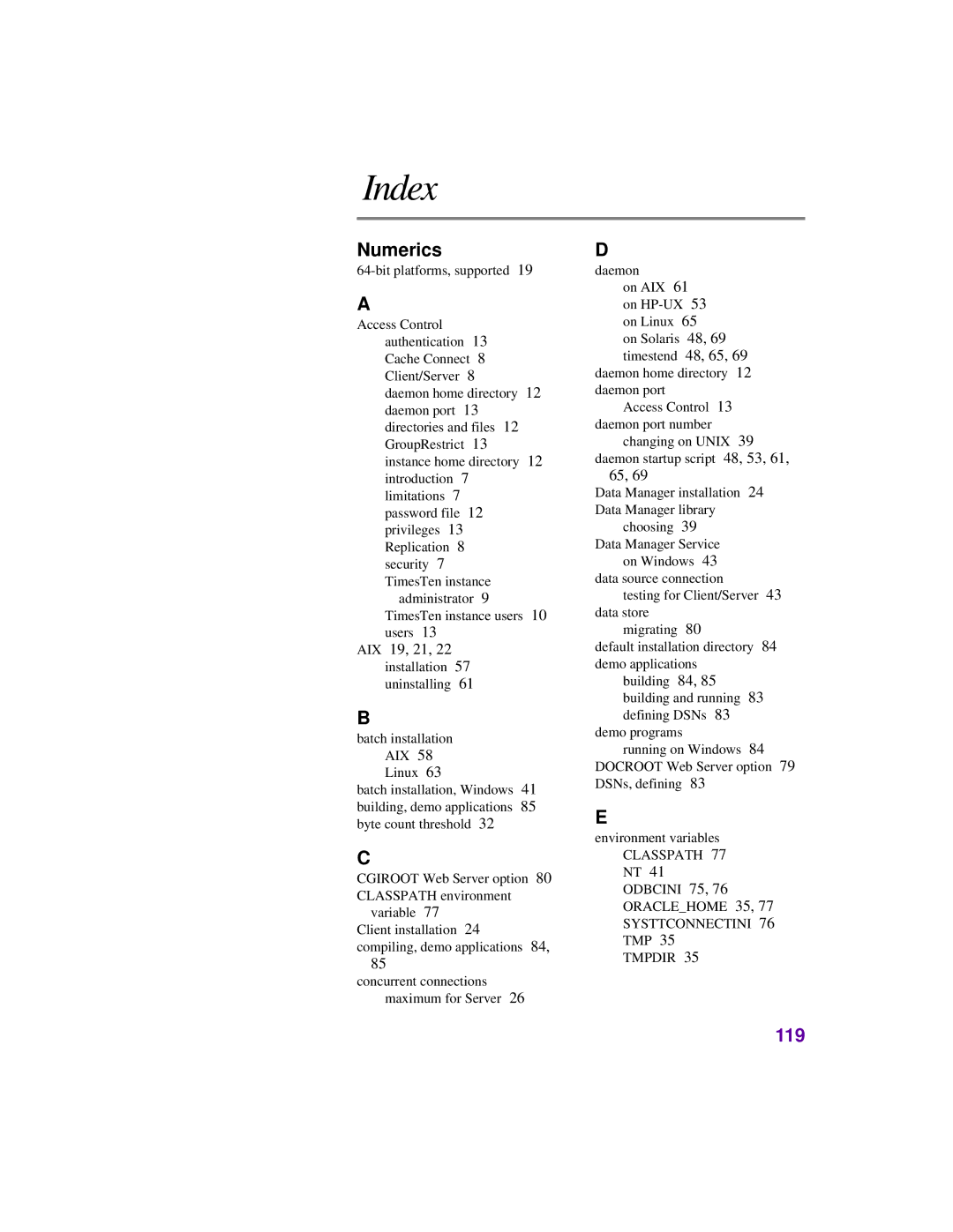 Oracle Audio Technologies B31679-01 manual Index, Numerics 