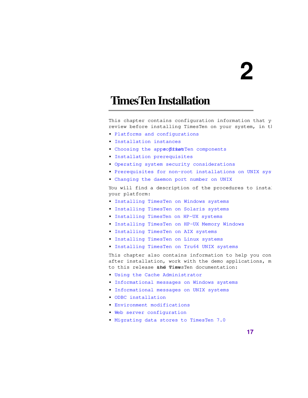 Oracle Audio Technologies B31679-01 manual TimesTen Installation 