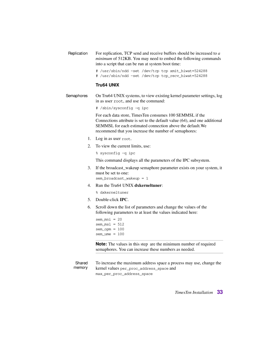 Oracle Audio Technologies B31679-01 manual Tru64 Unix, Shared memory 