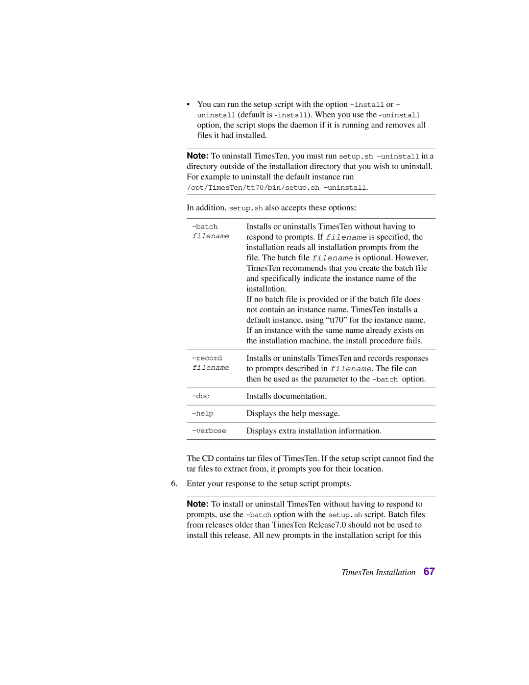 Oracle Audio Technologies B31679-01 manual Addition, setup.sh also accepts these options 