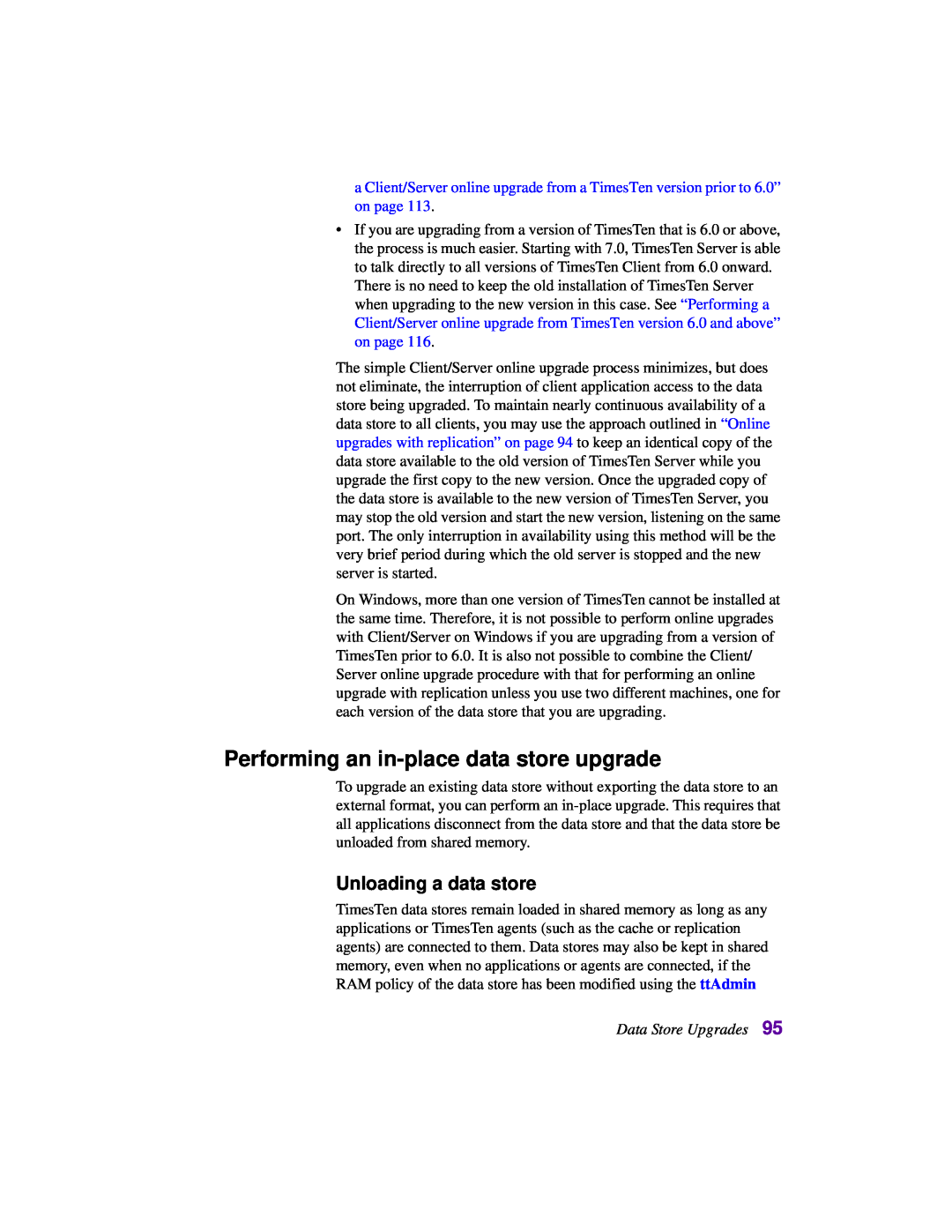 Oracle Audio Technologies B31679-01 manual Performing an in-place data store upgrade, Unloading a data store 