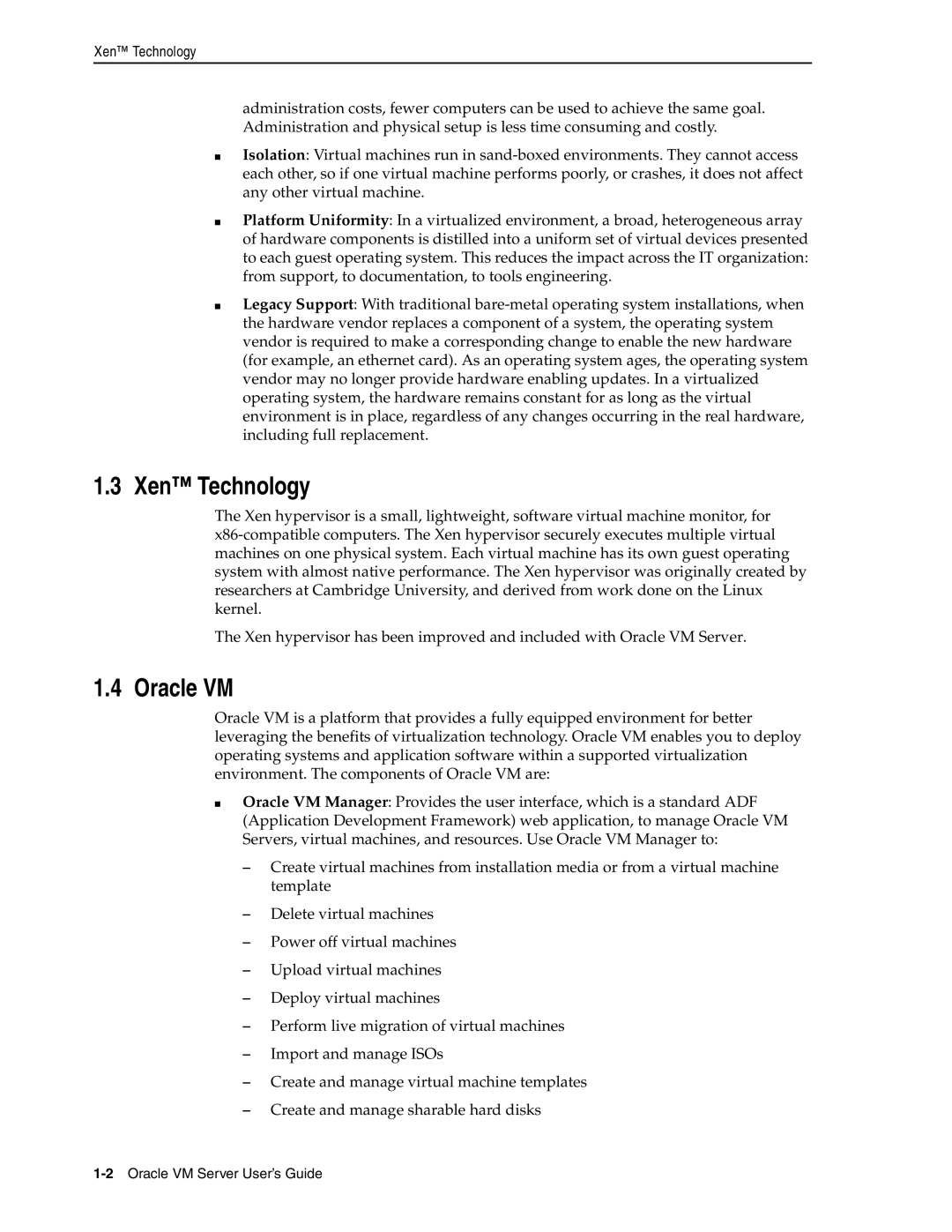 Oracle Audio Technologies E10898-02 manual Xen Technology, Oracle VM 