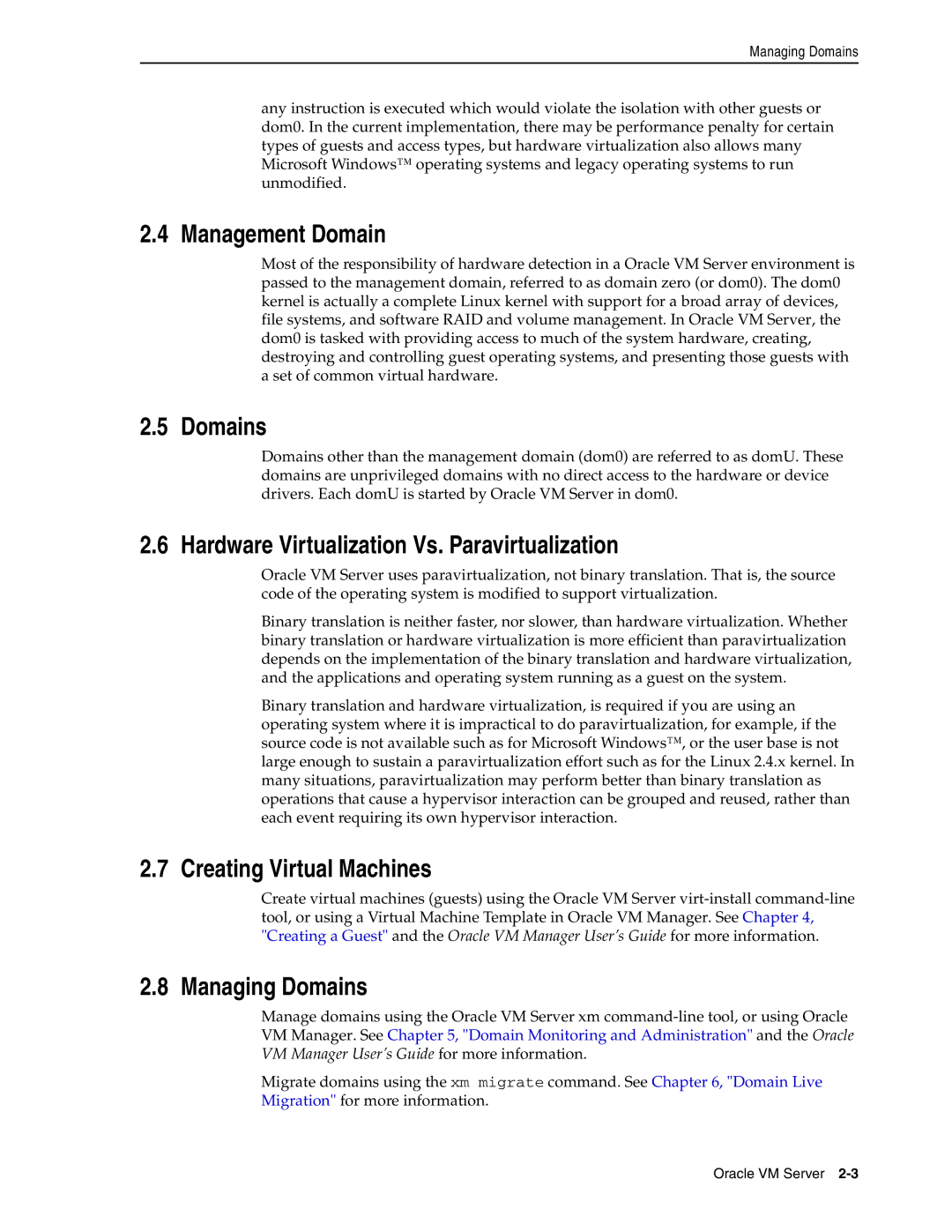 Oracle Audio Technologies E10898-02 manual Management Domain, Domains, Hardware Virtualization Vs. Paravirtualization 