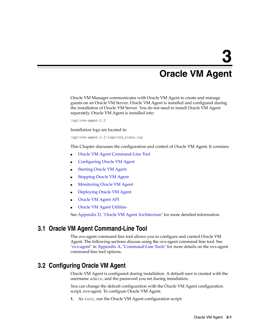 Oracle Audio Technologies E10898-02 manual Oracle VM Agent Command-Line Tool, Configuring Oracle VM Agent 