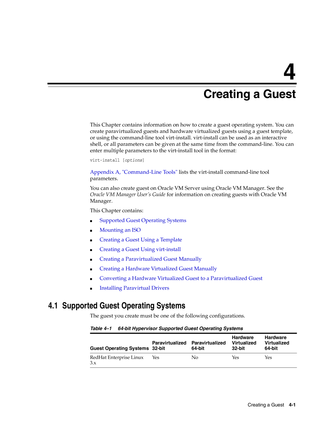 Oracle Audio Technologies E10898-02 manual Creating a Guest, Supported Guest Operating Systems 