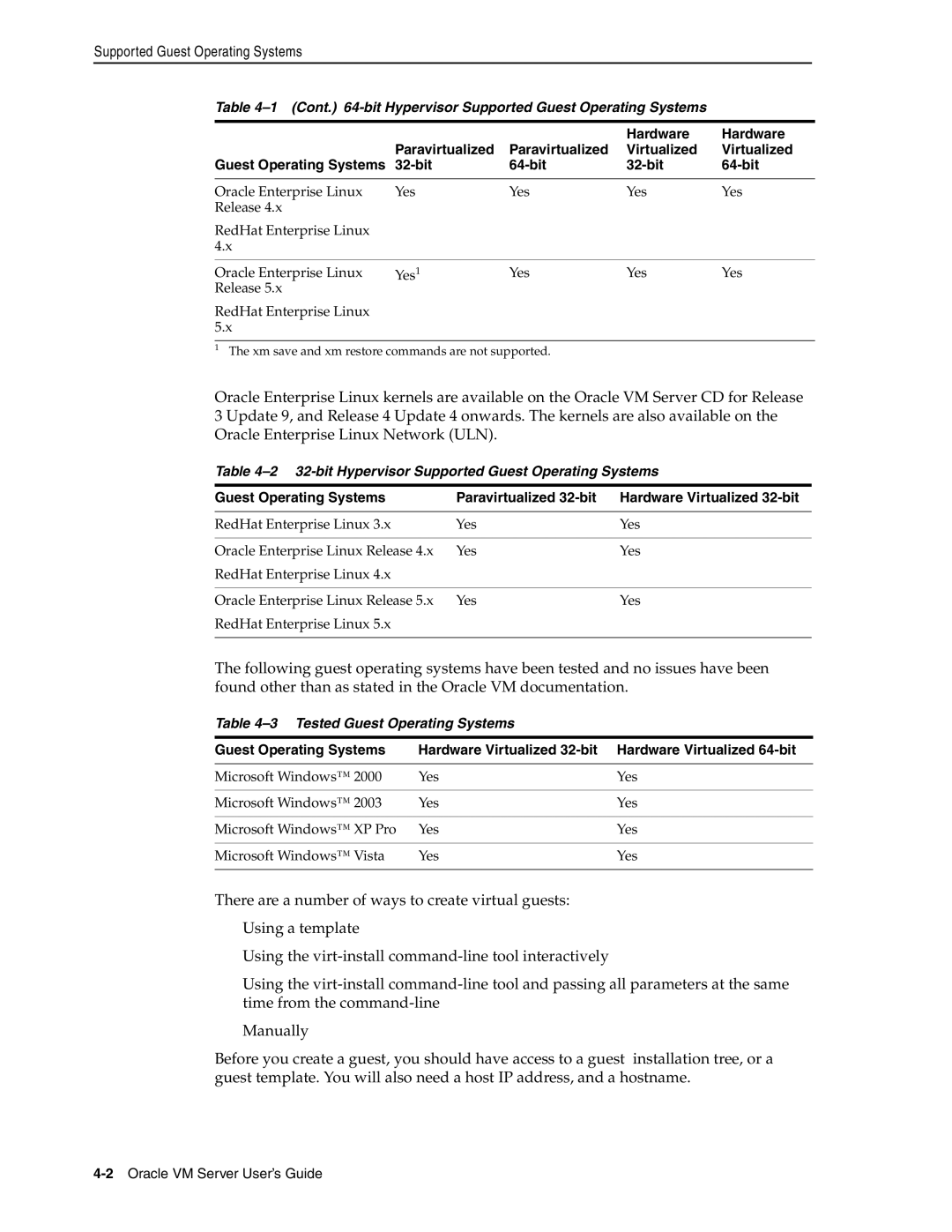 Oracle Audio Technologies E10898-02 manual bit Hypervisor Supported Guest Operating Systems 