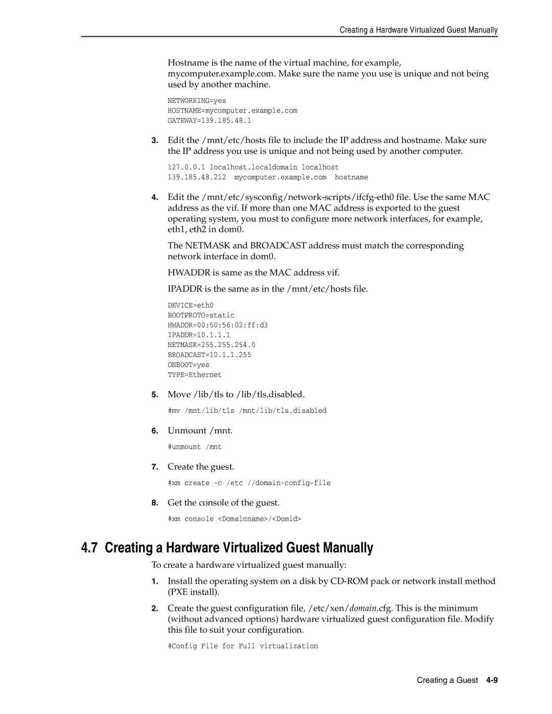 Oracle Audio Technologies E10898-02 manual Creating a Hardware Virtualized Guest Manually 