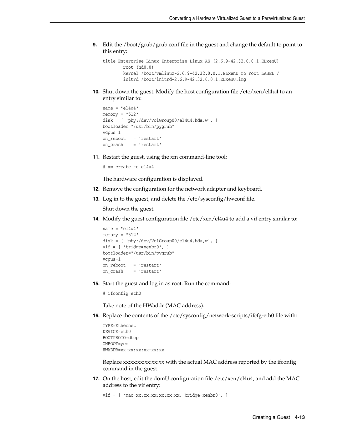 Oracle Audio Technologies E10898-02 manual Restart the guest, using the xm command-line tool 