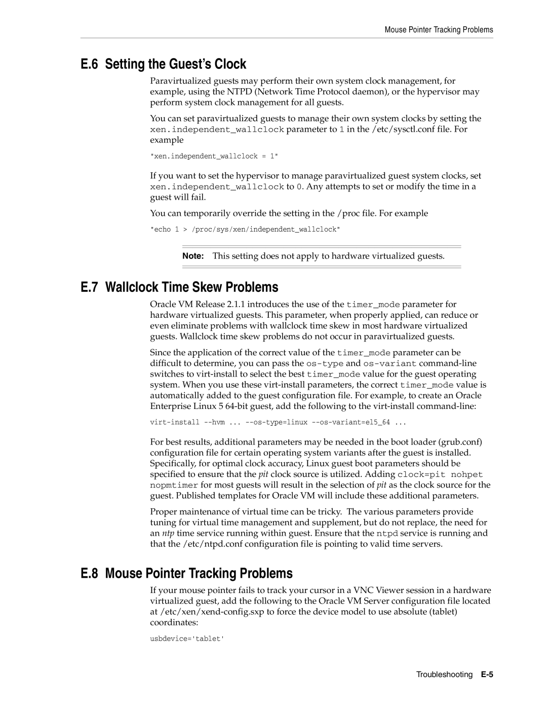 Oracle Audio Technologies E10898-02 manual Setting the Guest’s Clock, Wallclock Time Skew Problems 