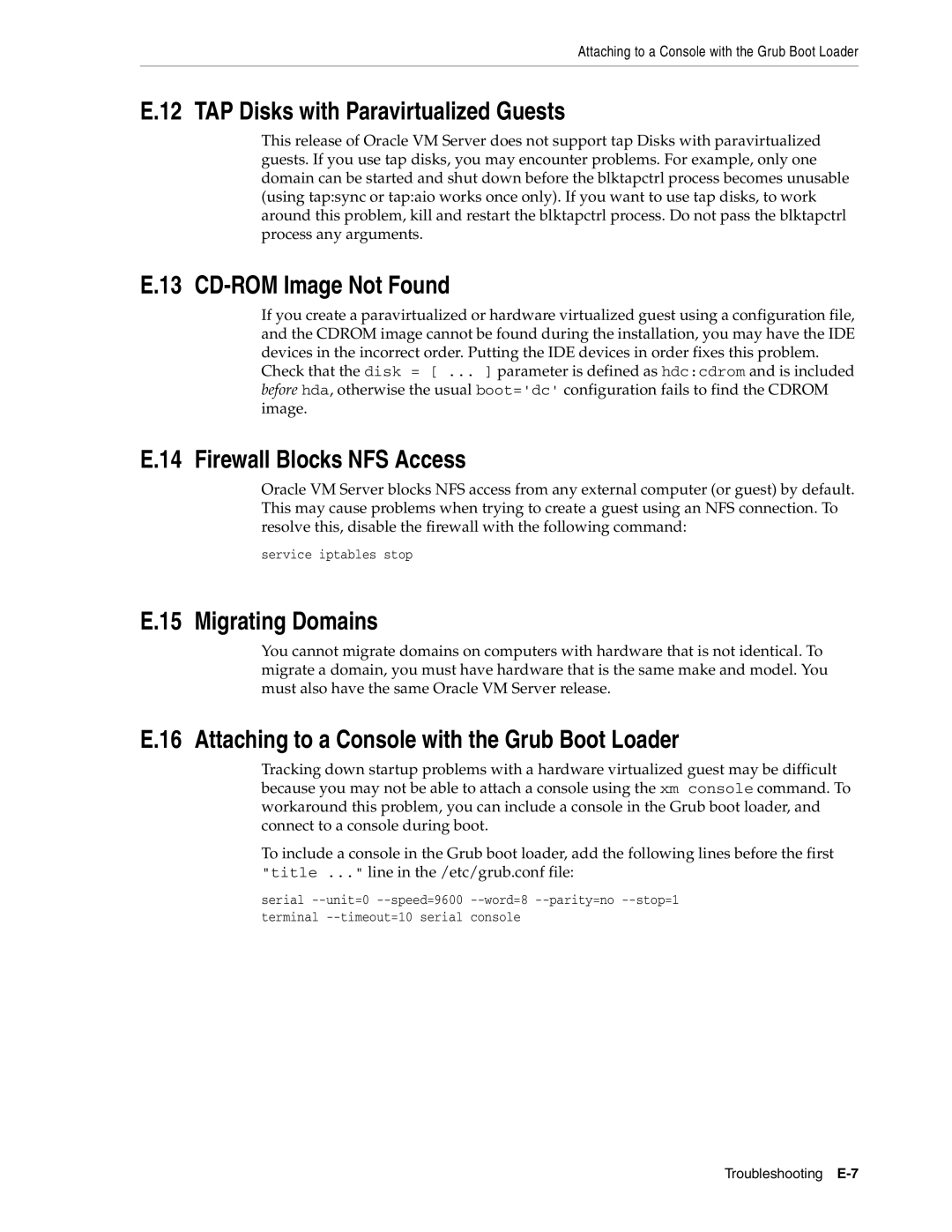 Oracle Audio Technologies E10898-02 manual TAP Disks with Paravirtualized Guests, CD-ROM Image Not Found, Migrating Domains 