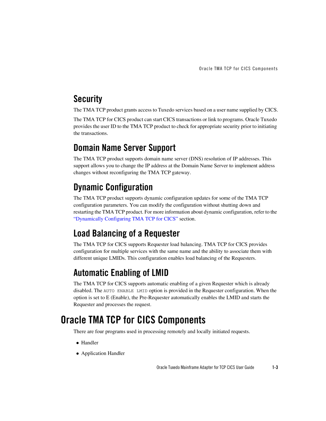 Oracle Audio Technologies Oracle Tuxedo manual Oracle TMA TCP for Cics Components 