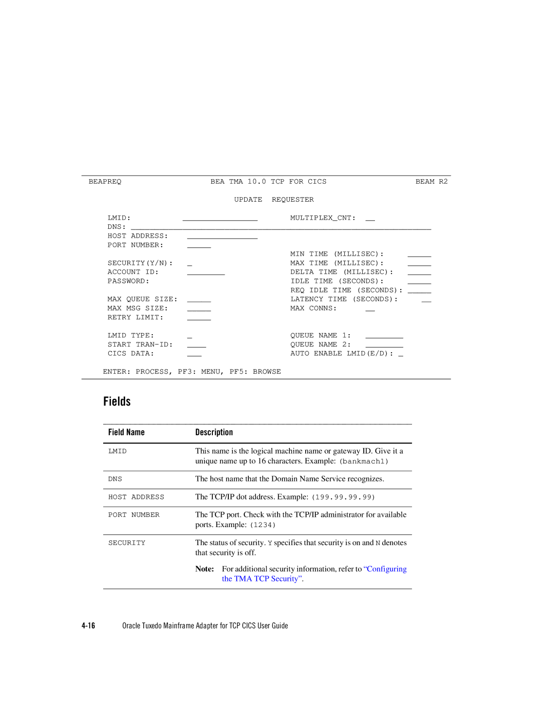 Oracle Audio Technologies Oracle Tuxedo manual TMA TCP Security 